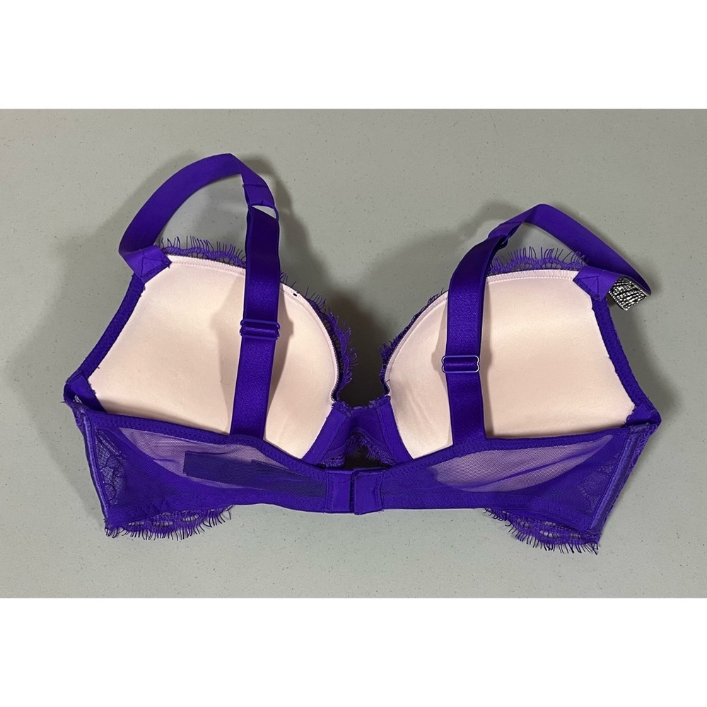 Victoria’s Secret Purple Floral Lace Push-Up Diamond Bra Brassiere Size 34C 💜 - Picture 5 of 5